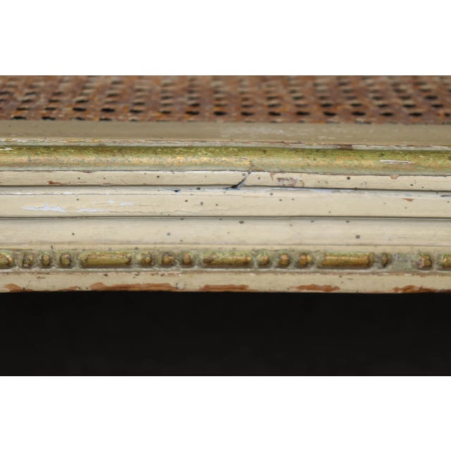 Beautiful Painted French Louis XVI Style Cane Settee For Sale - Image 11 of 12