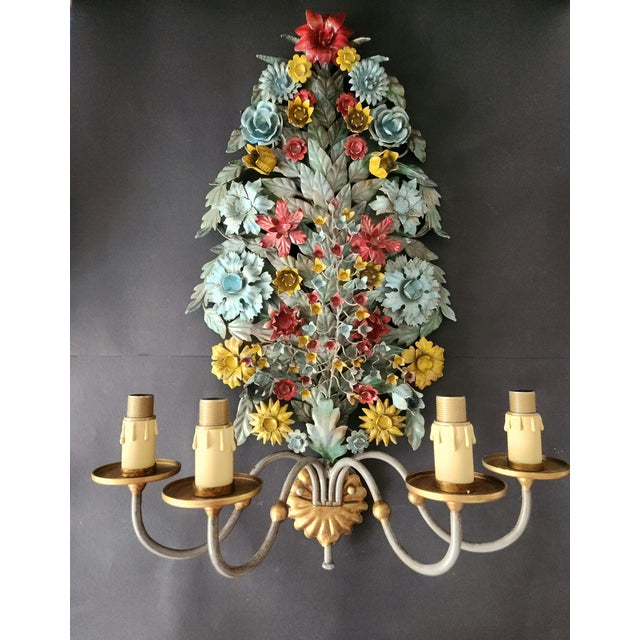 Large Vintage Gild Wall Lamp from CIANI Firenze, Italy, 1960s, Set of 3 For Sale - Image 4 of 18