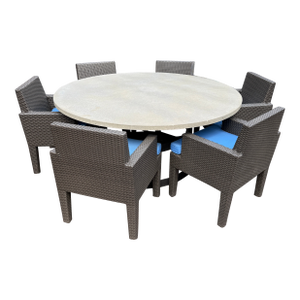RH Round Outdoor Dining Table & 6 Chairs