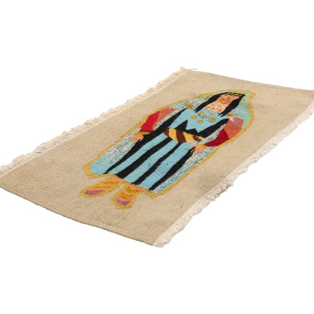 79734 Vintage Tunisian Pictorial Tapestry, 01'04 x 02'09. A Vintage Tunisian Pictorial Masterpiece of Bedouin Grace and...