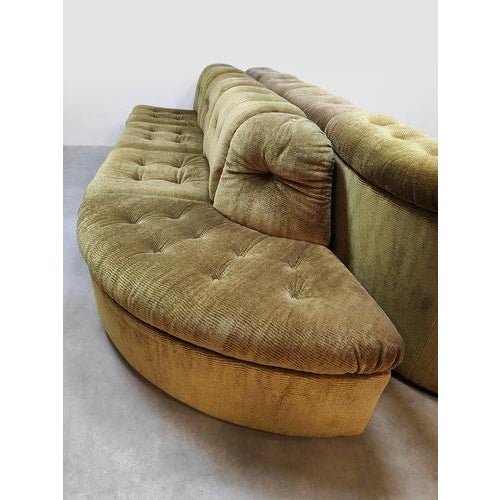 Textile Vintage Velvet Modular Sofa in Verdant Green, 1970s For Sale - Image 7 of 9