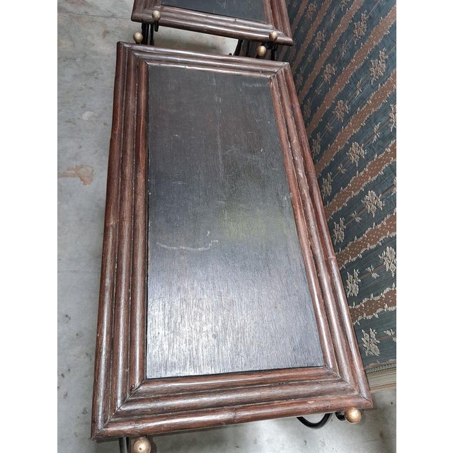Mid-Century Wrought Iron and Blackened Wood Consoles, 1950s, Set of 2 For Sale - Image 6 of 9