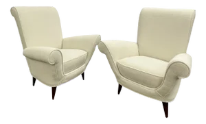 Paola Buffa Style, Mid-Century Modern, Lounge Chairs, White Bouclé, Italy, 1960s