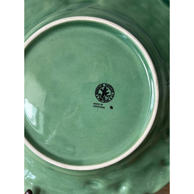 Green Vintage Bordallo Pinheiro Oak Leaf Plates-3 Pieces For Sale - Image 8 of 9