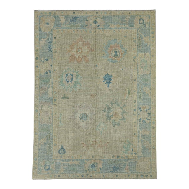 Turkish Oushak Rug 5' x 6'11" #17290 For Sale