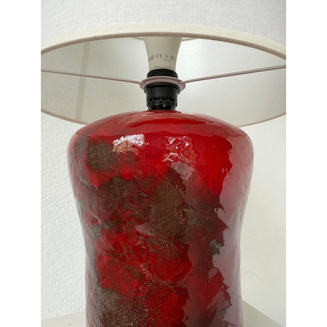 Red Ceramic Table Lamp, 1970s For Sale - Image 14 of 18
