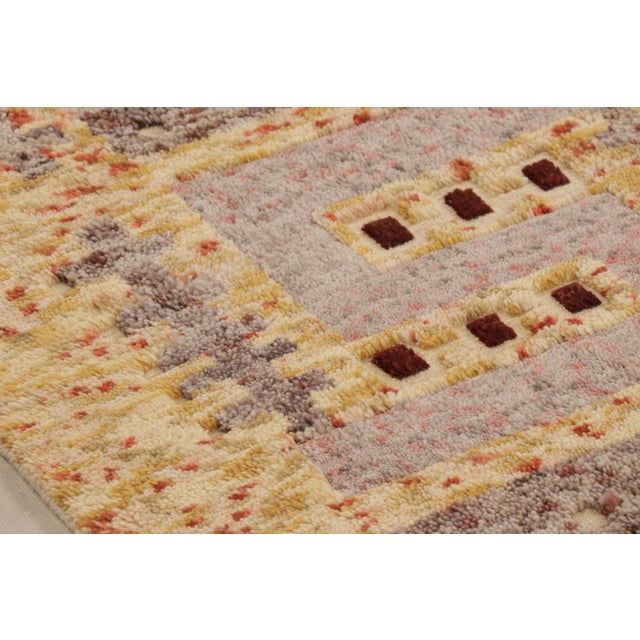 Rug & Kilim Rug & Kilim’s Scandinavian-Inspired Geometric Golden-Yellow Gray Wool Rug For Sale - Image 4 of 8