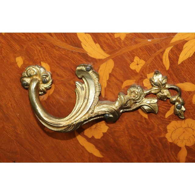 Fine Quality Bronze Mounted Marble Top Inlaid Louis XV Commode Circa 1930 For Sale - Image 10 of 12