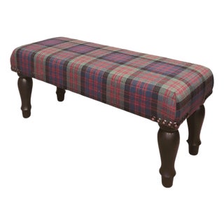 Scottish Tartan Wool Narrow Stool - Ruby Red For Sale