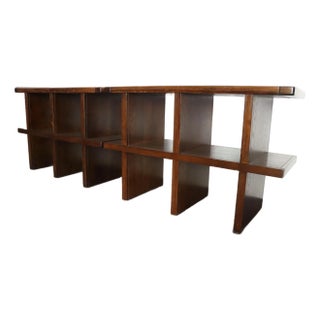 Pair of Vintage Modular Bookcases / Record Shelves in Stained Ash For Sale