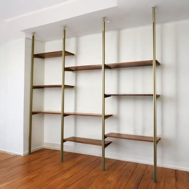 Metal Tension Pole Free Standing Rose Gold Aluminum Omni Wall Unit by George Nelson For Sale - Image 7 of 15