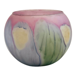 Vintage Hand Painted Art Glass Sphere Vase - Deco Art Designs, Canada