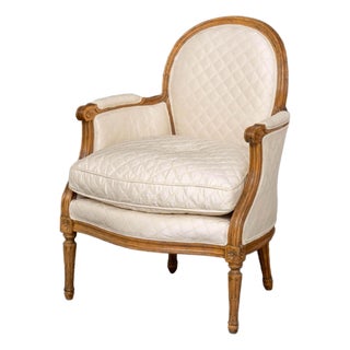 Louis XVI Style Upholstered Walnut Bergere For Sale