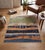A hand-knotted rug in the Persian Gabbeh style, built up as a landscape in sage green, gold, indigo and cream. Hand-spun...