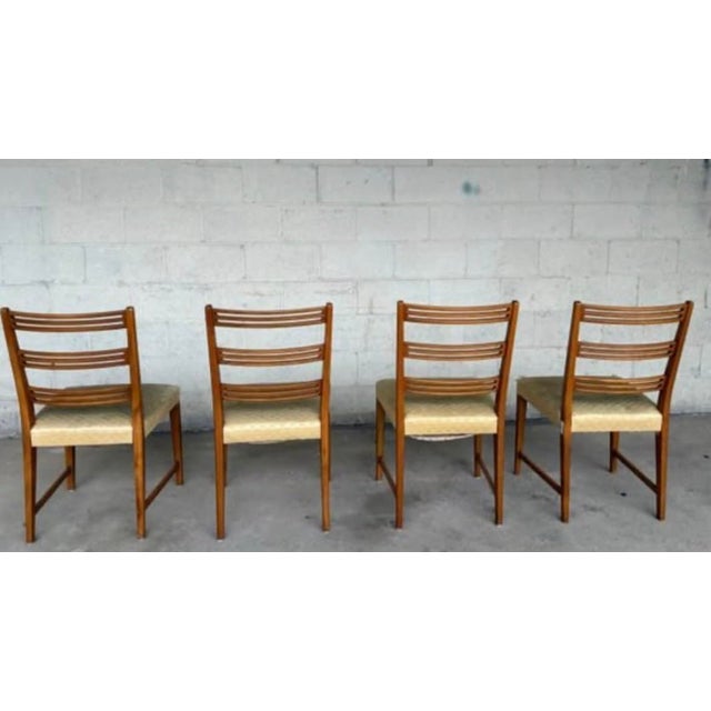 1960s Set of 4 Vintage Ladder Back Teak Wooden Dining Kitchen Chairs Mid-Century Modern Sweden 1960’s For Sale - Image 5 of 8
