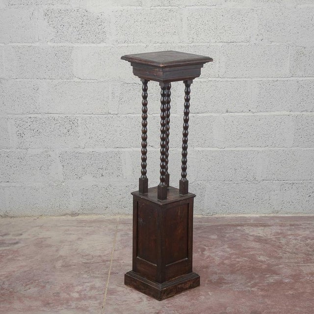 Brown Dark Wood Turned Entrance Plant Stand For Sale - Image 8 of 16
