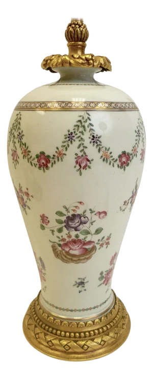 Gilt Bronze Mounted Chinese Export Porcelain Lamp by E F Caldwell