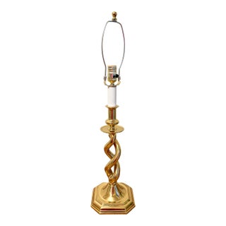 Vintage Brass Helix Barley Twist Table Lamp For Sale