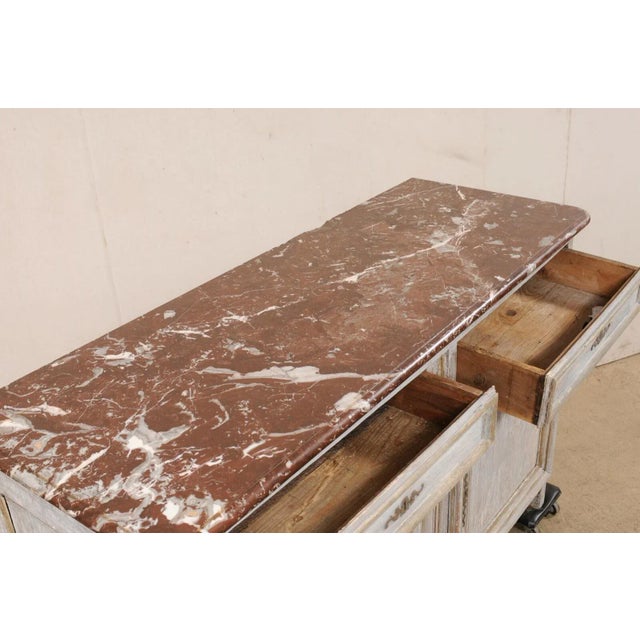 French Marble Top Painted Buffet, 19th Century For Sale - Image 10 of 11