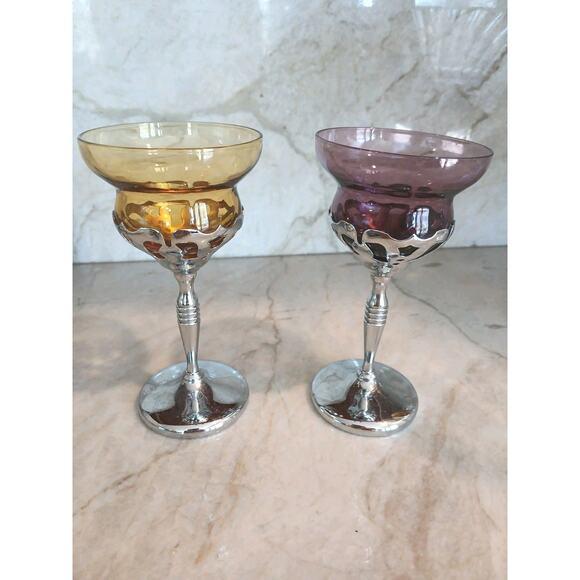 1960s 1960s Mid-Century Modern Farberware Cambridge Morgantown Chrome Wine Cordial Brandy Glass Romantic - a Pair For Sale - Image 5 of 16