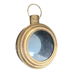 Restoration Hardware Style Metal Ship Porthole Antique Gold 1 Light Plug in Wall Light Sconce