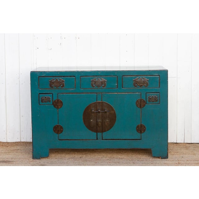Asian Persian Blue Tianjin Dresser Cabinet For Sale - Image 3 of 8