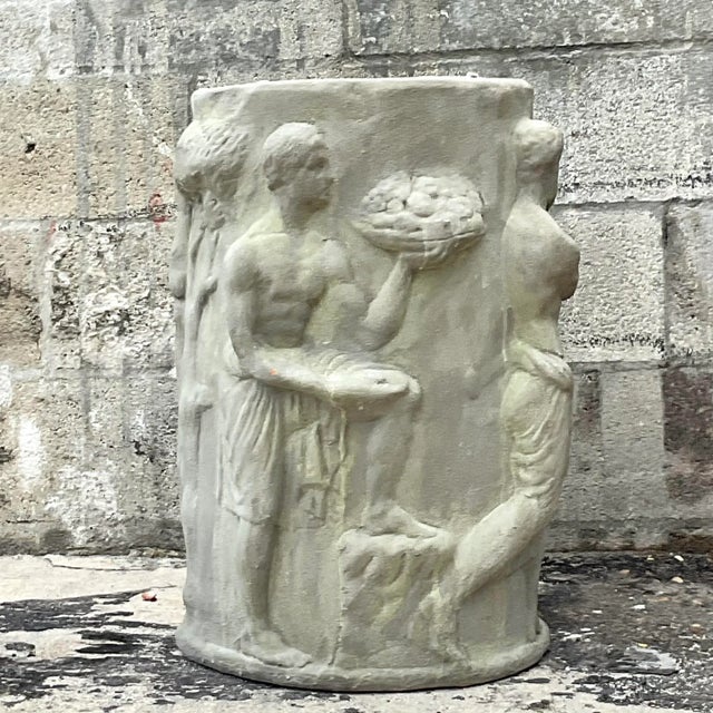 Mid 20th Century Vintage Boho Grand Tour Relief Pedestal For Sale - Image 5 of 8