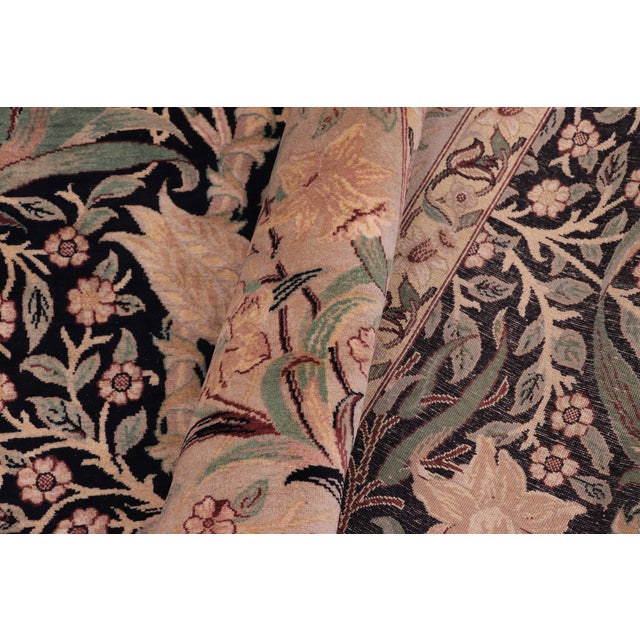 Textile Shabby Chic 1990's Daffodils Pak-Persian Black/Tan Wool Rug - 9'0'' X 12'1'' For Sale - Image 7 of 9