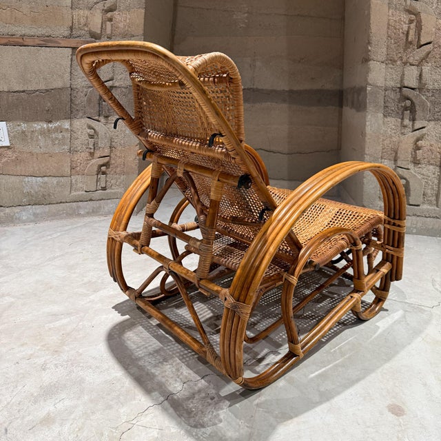 Mid-Century Italian Bamboo & Rattan Reclining Chaise Longue For Sale - Image 13 of 18