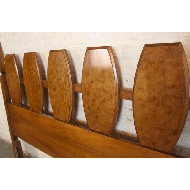 Young Manufacturing Mid 20th Century Queen Headboard W/ Burl Wood Accents For Sale - Image 4 of 6