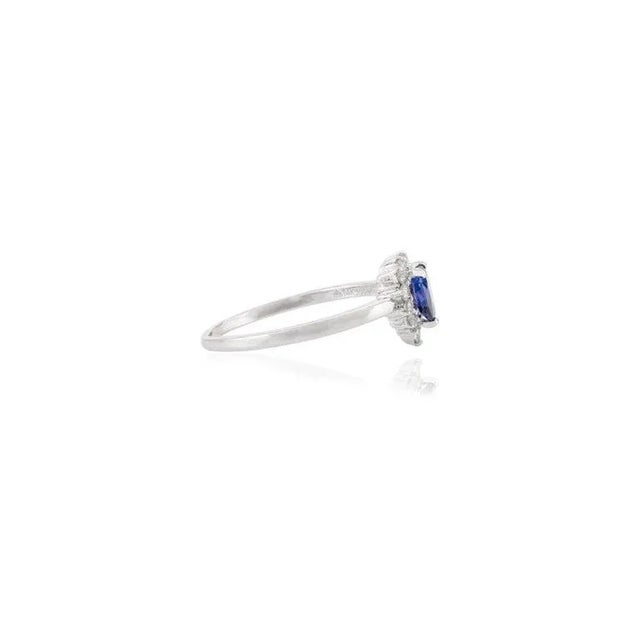 Not Yet Made - Made To Order 14k Gold Diamond Halo Blue Sapphire Birthstone Heart Ring Size 7 ( All Sizes Available) For Sale - Image 5 of 14