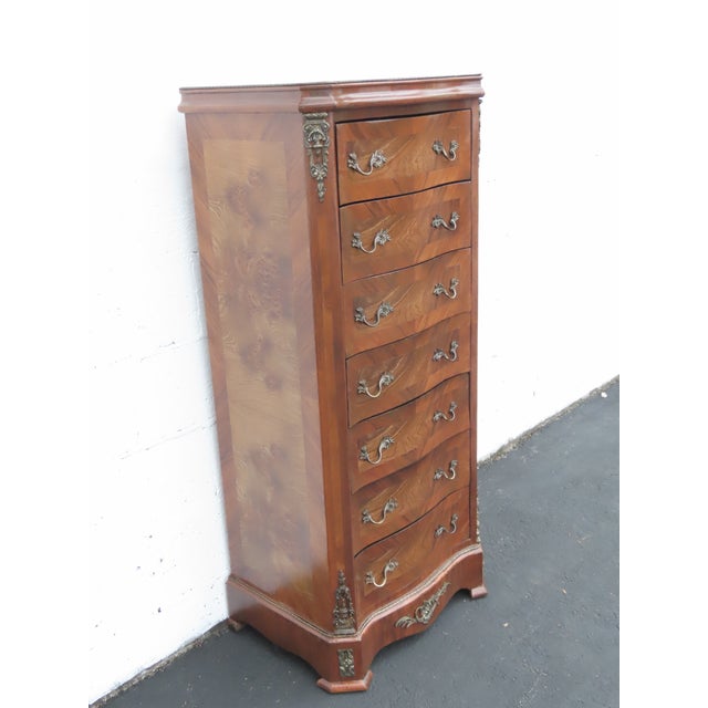 French Tall Narrow Inlay Lingerie Jewelry Chest 6428 For Sale - Image 17 of 18