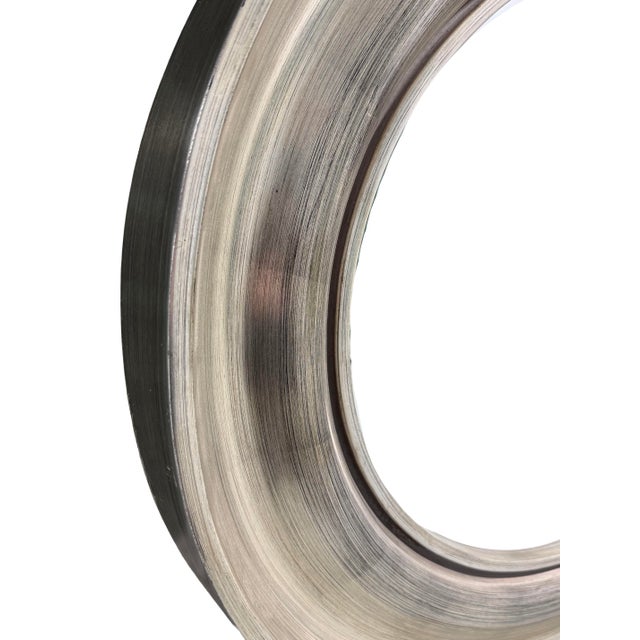 Silver Leaf Gilt Wood Oval Hanging Wall Mirror For Sale - Image 4 of 9