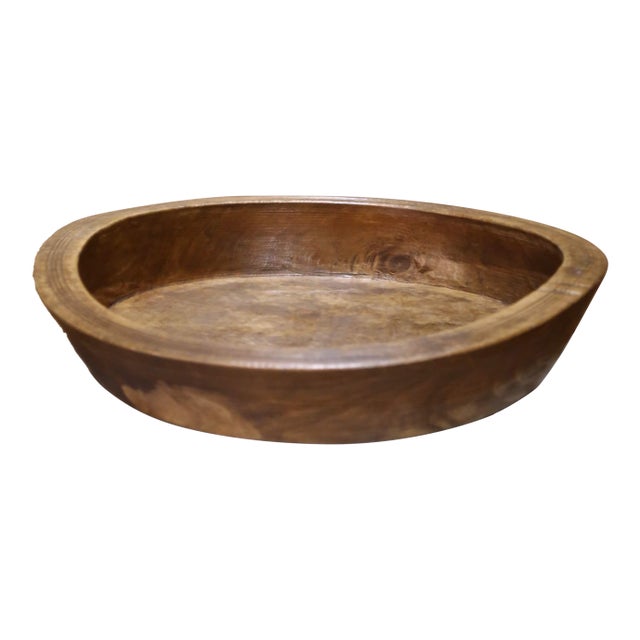 19th Century French Hand-Carved Patinated Elm Dough Bowl or Fruit Basket For Sale