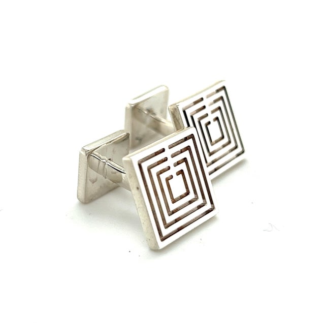 1990s Pair of Tiffany & Co Estate Mens Cufflinks Sterling Silver For Sale - Image 4 of 8
