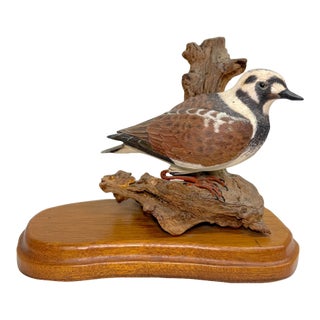 Vintage Original Hand Carved Wood Chas Derascavage Bird Decoy Sculpture Statue For Sale