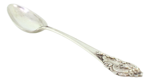 Silver Rice and Serving Spoon with Shell-Shaped Borders