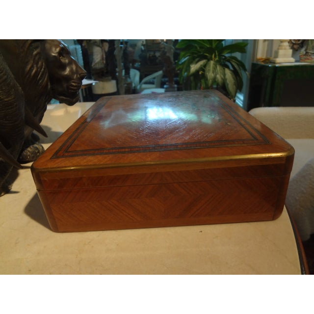 Late 19th Century 19th Century Brass Inlaid Walnut Box For Sale - Image 5 of 12