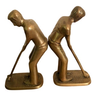 Vintage Brass Tone Golfers - a Pair For Sale