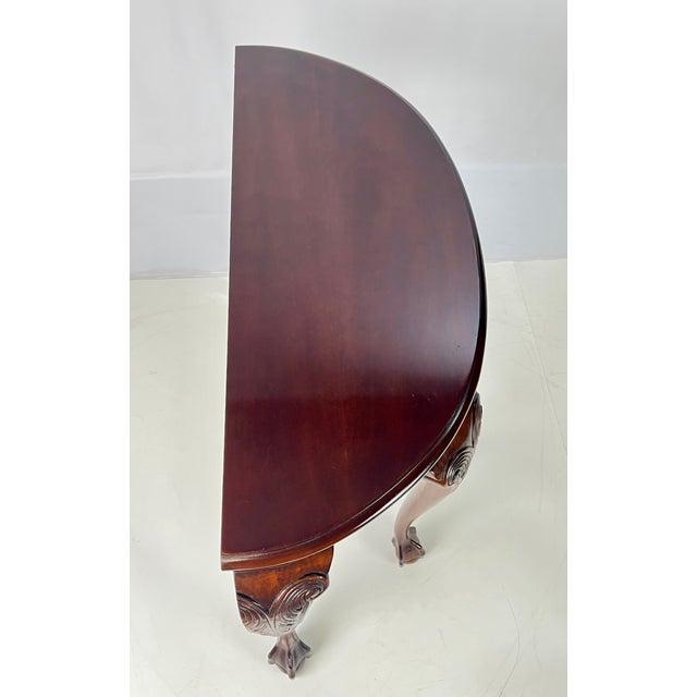 Late 20th Century Chippendale Style Carved Cherry Demilune Console Table For Sale - Image 9 of 16