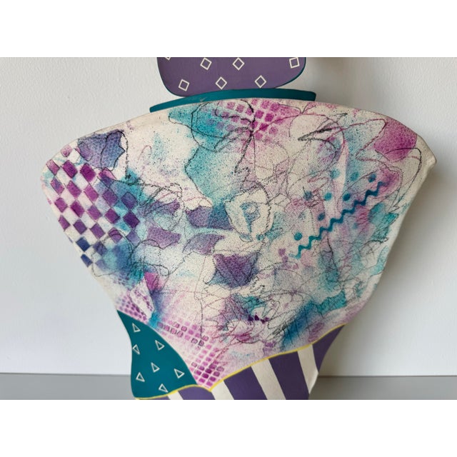 Purple 1990s Vintage Postmodern Sculptural Art Ceramic Vase by Zufelt For Sale - Image 8 of 11