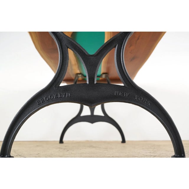 Wood Handcrafted Live Edge Walnut River Iron Brooklyn Legs Dining Table For Sale - Image 7 of 8