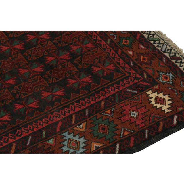 Rug & Kilim’s Baluch Tribal Rug in Red, Teal and Rust Color Geometric Patterns For Sale In New York - Image 6 of 8