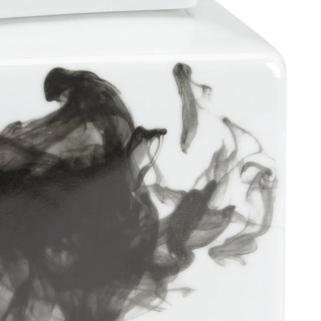 Black and white glazed porcelain. Hand painted.