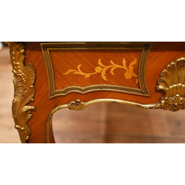 Bureau Plat French Inlay Desk Writing Table, 1920s For Sale - Image 13 of 15