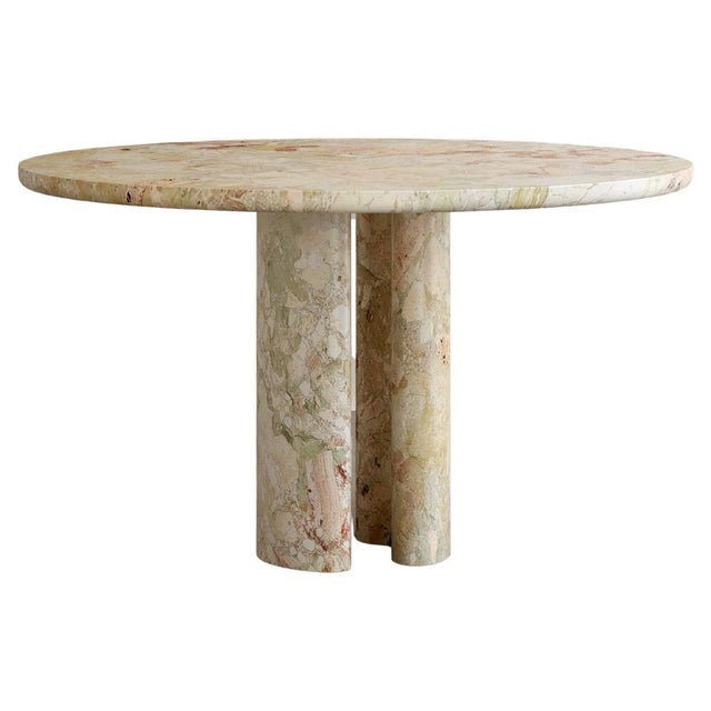 Stone Roman Dining Table II in Verde Breccia Marble by Paloma Editions For Sale - Image 7 of 7