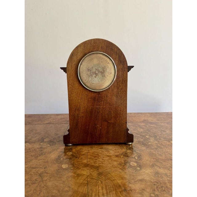 Antique Edwardian Mahogany Inlaid Mantle Clock, 1900s For Sale - Image 6 of 7