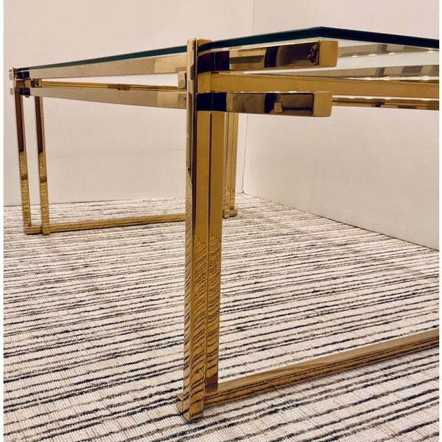 Modern Brass and Glass Large Scale Cocktail Table For Sale In Atlanta - Image 6 of 7