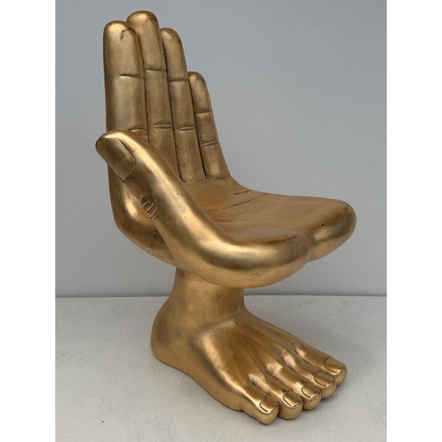 Gold Vintage Hand Foot Boudoir Chair Style of Pedro Friedeberg For Sale - Image 8 of 12