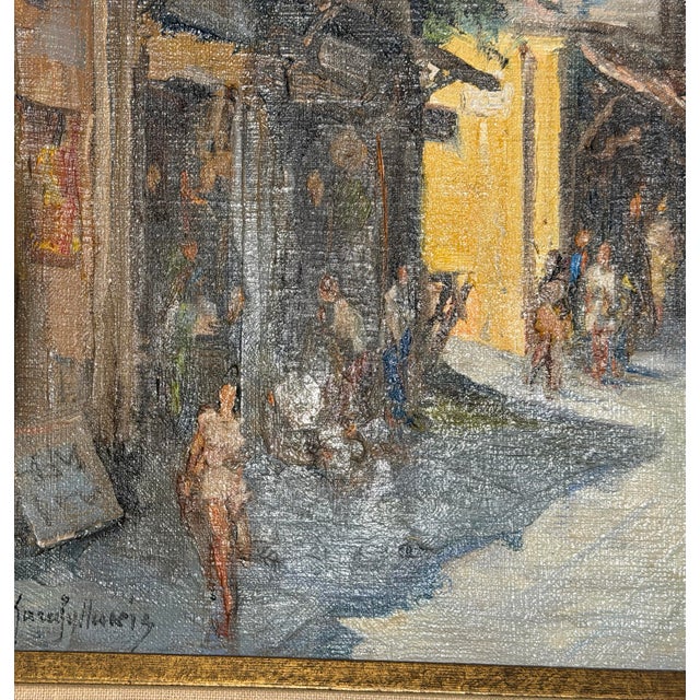 1960s 1960s Antonis L. Karafyllakis - Mediterranean Street Scene, Oil on Canvas For Sale - Image 5 of 10